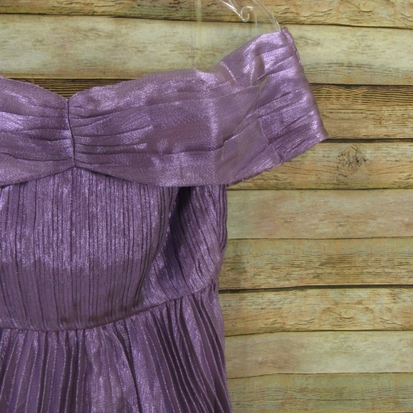 Collective The Label Metallic Purple Off Shoulder Dress 8 - Picture 2 of 16